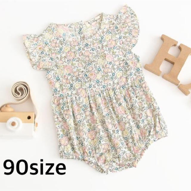 輸入子ども服　花柄ロンパース　90size  キッズ/ベビー/マタニティのキッズ服女の子用(90cm~)(ワンピース)の商品写真