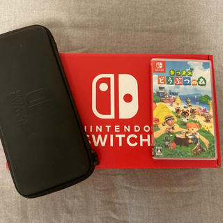 ニンテンドースイッチ(Nintendo Switch)のnintendo switch 任天堂 スイッチ どう森、スマブラ、ケース付き(家庭用ゲーム機本体)