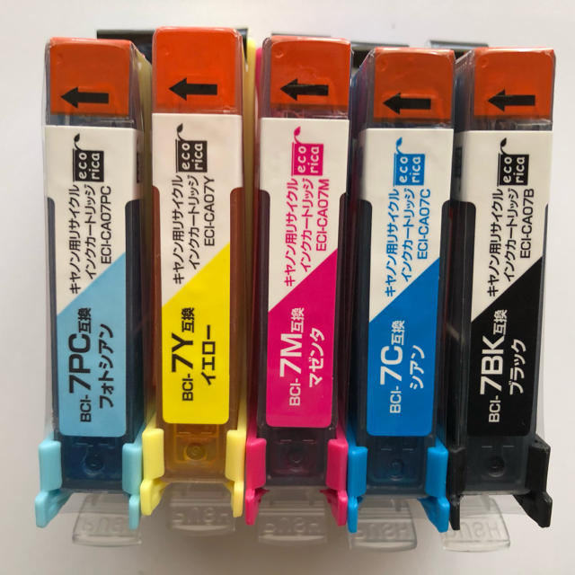 《未開封》キャノン用インクカートリッジ 5色　BCI−7 エコリカ製 スマホ/家電/カメラのPC/タブレット(PC周辺機器)の商品写真