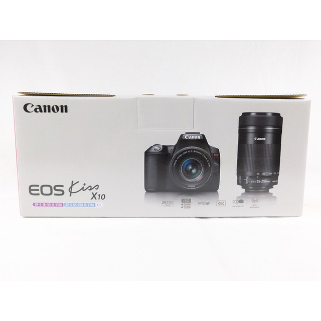 EOS canon kiss x10 ダブルズームキット ブラック　一眼レフスマホ/家電/カメラ