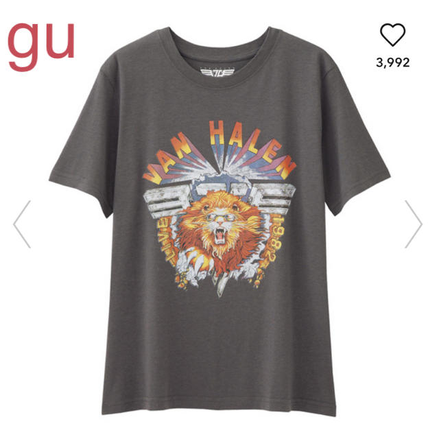 GU(ジーユー)の★gu グラフィックT VAN HALEN グレー ライオン L レディースのトップス(Tシャツ(半袖/袖なし))の商品写真