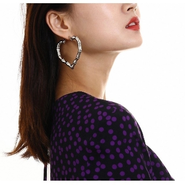 baby shoop(ベイビーシュープ)の♥︎bamboo × slim♡ × silver hoop earrings レディースのアクセサリー(ピアス)の商品写真