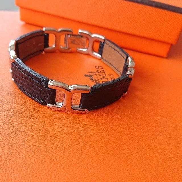 Hermes(エルメス)のHERMES ブレスレット   レザー  ブラック レディースのアクセサリー(ブレスレット/バングル)の商品写真