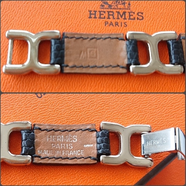 Hermes(エルメス)のHERMES ブレスレット   レザー  ブラック レディースのアクセサリー(ブレスレット/バングル)の商品写真