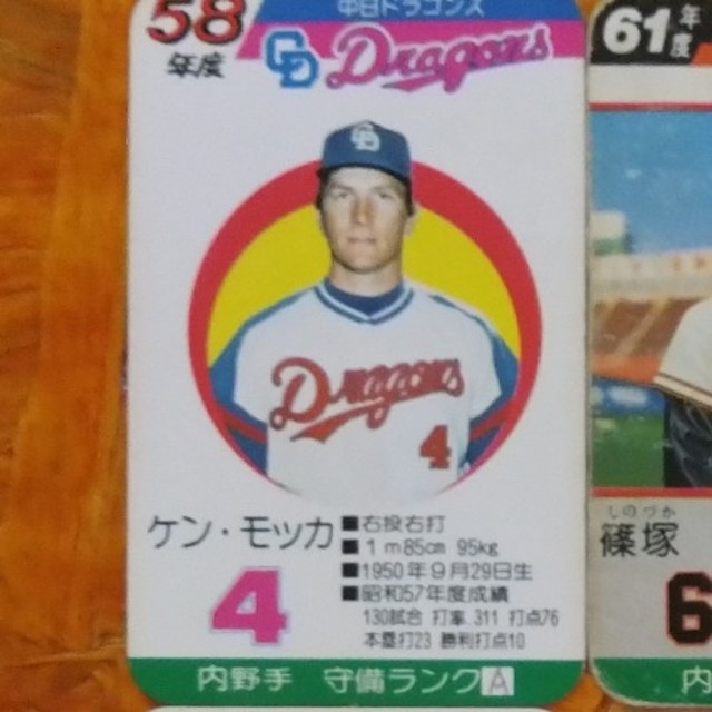 プロ野球カードゲーム　58年度　中日ドラゴンズ　タカラ