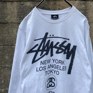 ステューシー(STUSSY)の古着 stussy ワールドツアー ロンT ホワイト ストリート(Tシャツ/カットソー(七分/長袖))