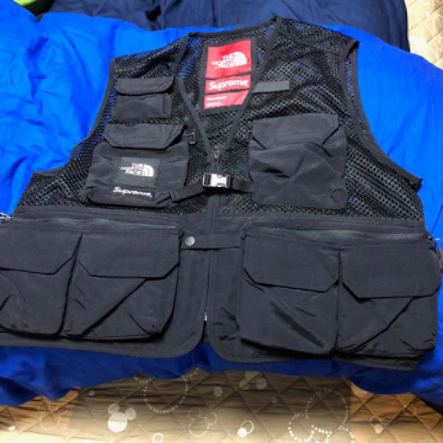【M】supreme north face cargo vest ベスト　黒