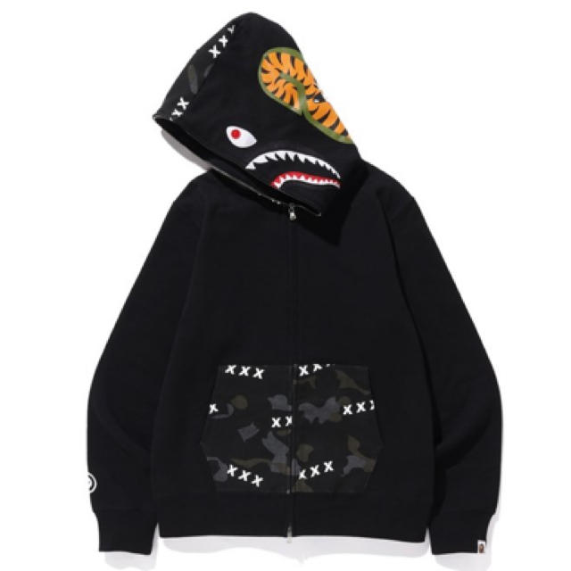 BAPE X GOD SELECTION SHARK  HOODIE 黒 2XL