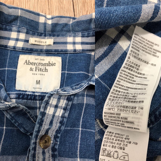 Abercrombie&Fitch(アバクロンビーアンドフィッチ)の雰囲気抜群 アバクロ A&F インディゴチェック 長袖シャツ M メンズのトップス(シャツ)の商品写真