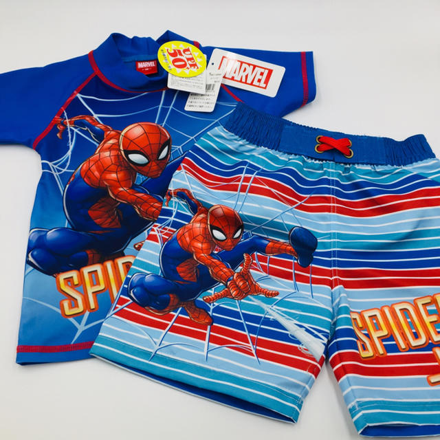 スパイダーマン  100cm 水着 ラッシュガード セット アベンジャーズ   キッズ/ベビー/マタニティのキッズ服男の子用(90cm~)(水着)の商品写真