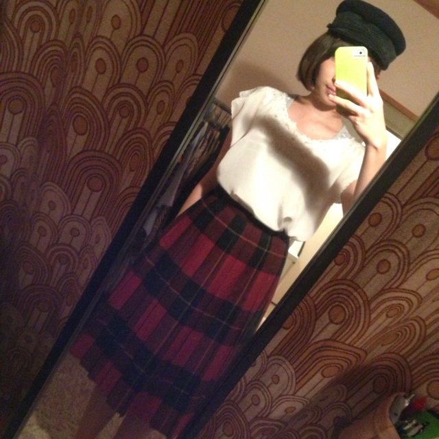 used お値下チェックプリーツスカート レディースのスカート(ひざ丈スカート)の商品写真