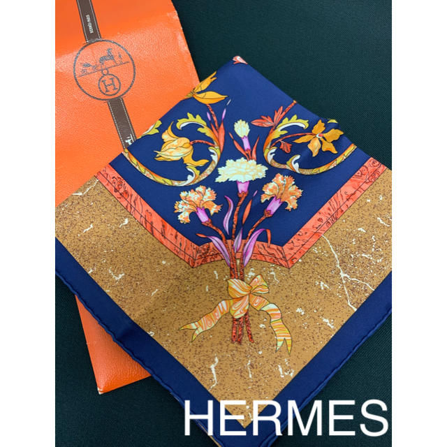 エルメス　HERMES スカーフ　紺系色　新品未使用②