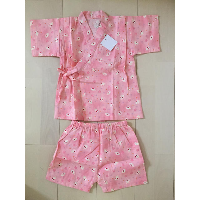 新品 綿100% 浴衣 甚平 うさぎ ピンク キッズ/ベビー/マタニティのキッズ服女の子用(90cm~)(甚平/浴衣)の商品写真