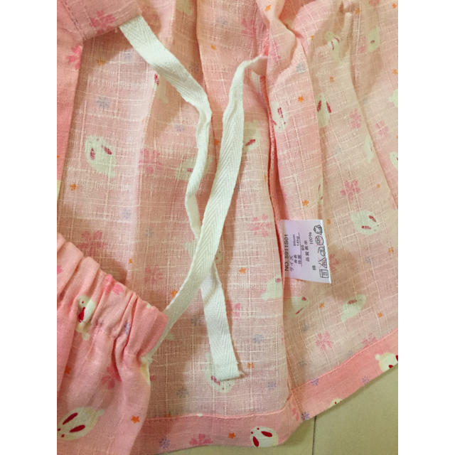 新品 綿100% 浴衣 甚平 うさぎ ピンク キッズ/ベビー/マタニティのキッズ服女の子用(90cm~)(甚平/浴衣)の商品写真