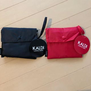 カルディ(KALDI)のKALDI カルディ　エコバッグ　レッド　ブラック　新品(エコバッグ)