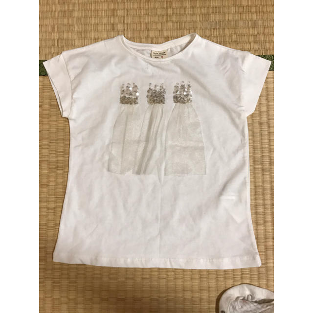 ZARA KIDS(ザラキッズ)のTシャツ ZARA ザラ 女の子 110 スパンコール チュール キッズ/ベビー/マタニティのキッズ服女の子用(90cm~)(Tシャツ/カットソー)の商品写真