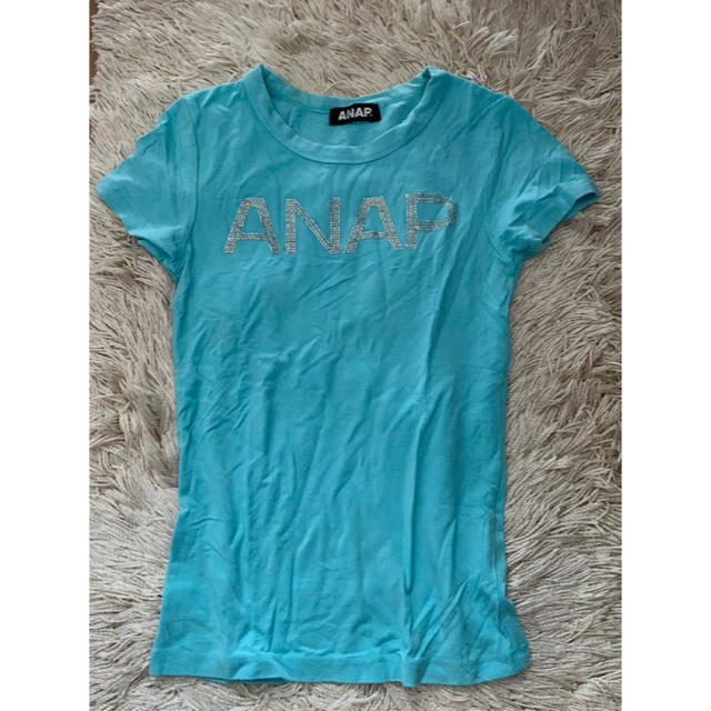 ANAP(アナップ)のANAP 半袖 Tシャツ タイト 水色 サイズ1 ラインストーン タイト レディースのトップス(Tシャツ(半袖/袖なし))の商品写真