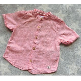 ザラキッズ(ZARA KIDS)のザラベビー　ノーカラーリネンシャツ　86サイズ(シャツ/カットソー)