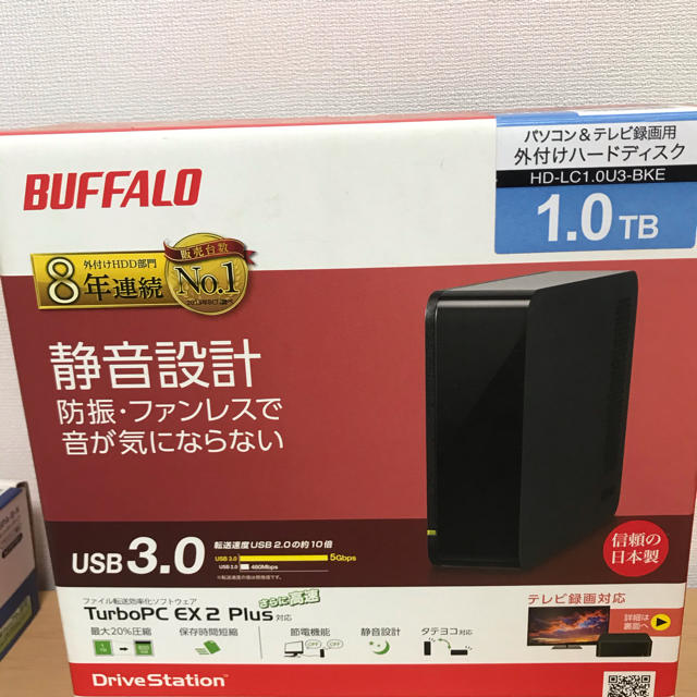 BUFFALO 外付けハードディスク　 1TB HD-LC1.0U3-BKE