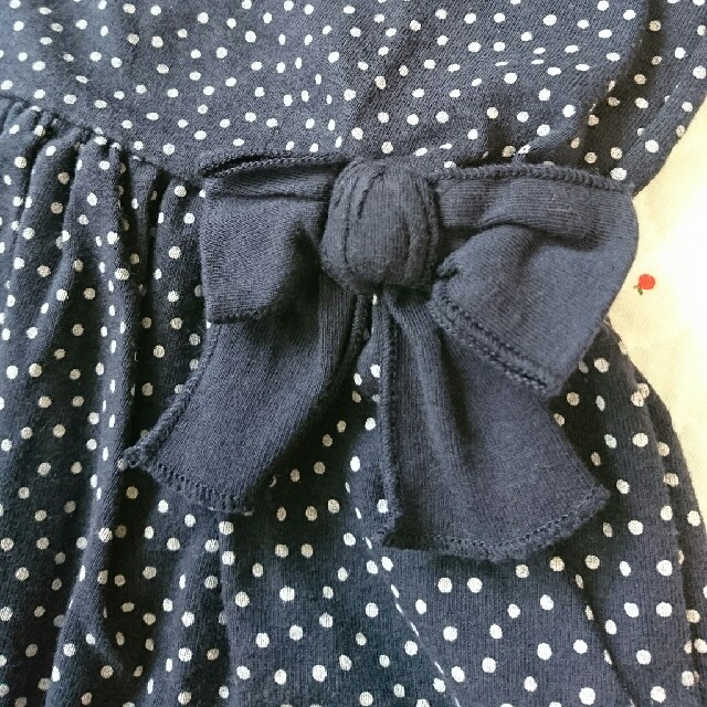 PETIT BATEAU(プチバトー)のプチバトー ネイビードット ワンピース 3ans95cm キッズ/ベビー/マタニティのキッズ服女の子用(90cm~)(ワンピース)の商品写真