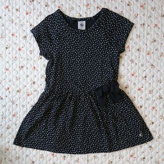 プチバトー(PETIT BATEAU)のプチバトー ネイビードット ワンピース 3ans95cm(ワンピース)