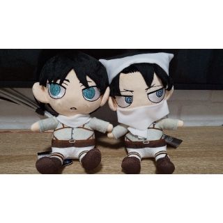 タカラトミー(Takara Tomy)の進撃の巨人 ちみキャラぬいぐるみ お掃除リヴァイ お掃除エレン(その他)