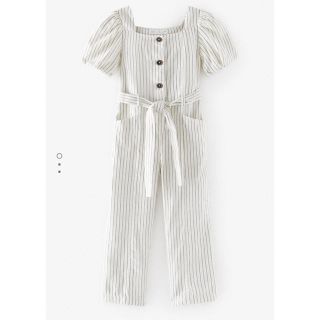 ザラキッズ(ZARA KIDS)のストライプ柄リネン地 オールインワン(オールインワン)