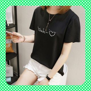 プリント半袖Ｔシャツ レディース オルチャン Tシャツ 半袖 黒 ブラック(Tシャツ(半袖/袖なし))