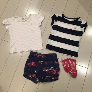 ラルフローレン(Ralph Lauren)のラルフローレン　半袖　ボーダー　靴下　GAP パンツ　マリン柄　80 おまけ付き(シャツ/カットソー)