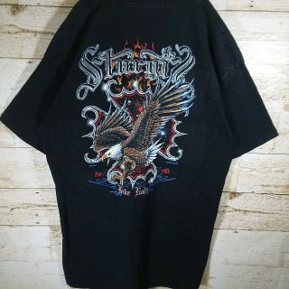 イーグル Tシャツ ビッグプリント バイク ライダース アニマル柄  アメリカン(Tシャツ/カットソー(半袖/袖なし))