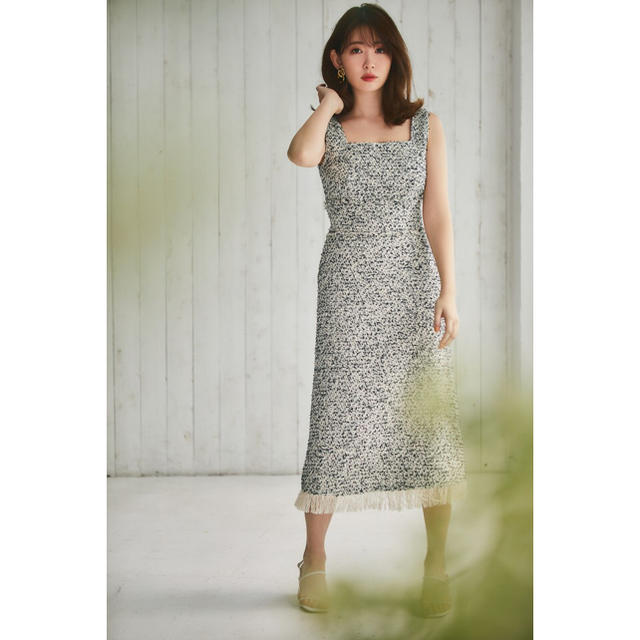 SNIDEL(スナイデル)のCotton-blend Tweed Dress レディースのワンピース(ひざ丈ワンピース)の商品写真
