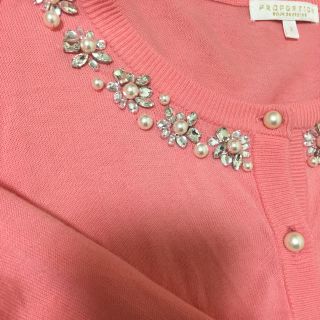 プロポーションボディドレッシング(PROPORTION BODY DRESSING)の【美品】春 華やかビジューカーディガン(カーディガン)