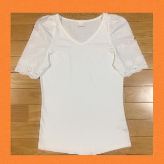 ジーナシス(JEANASIS)の【ジーナシス】レースパフスリーブＶネックTシャツ(Tシャツ(半袖/袖なし))