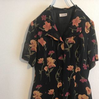 アメリヴィンテージ(Ameri VINTAGE)のvintage ロングワンピース 紐付き 花柄 レトロ(ロングワンピース/マキシワンピース)