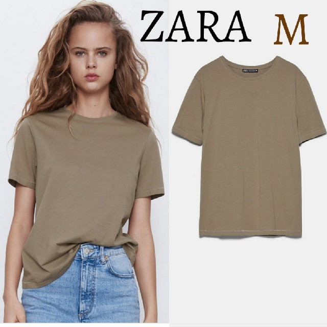 ZARA(ザラ)の今季 新品 ZARA ザラ クルーネック Tシャツ トップス 半袖 レディースのトップス(Tシャツ(半袖/袖なし))の商品写真