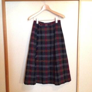 この様31日まで秋色チェックスカート(ひざ丈スカート)