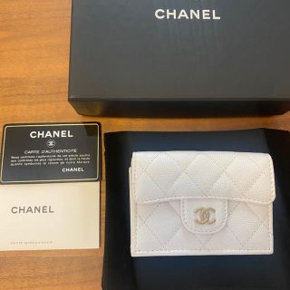 シャネル(CHANEL)の美品 CHANEL シャネル 三つ折り ミニ財布 ナノウォレット ホワイト 白(財布)