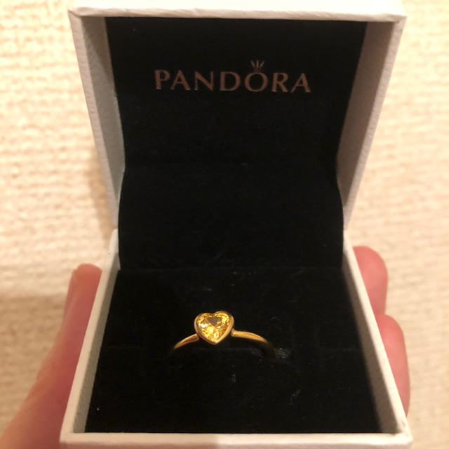 PANDORA イエローゴールド×イエロークリスタルリング9号 - リング(指輪)
