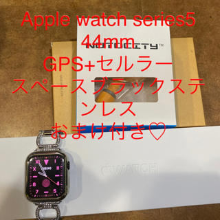 アップルウォッチ(Apple Watch)のApple watch5 44㍉GPS+セルラーモデルスペースブラックステンレス(その他)
