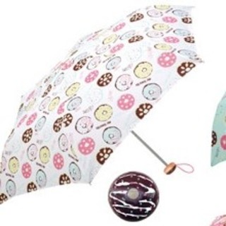 新品　折りたたみ傘　ドーナツ柄　50cm 軽量　白　子供　傘　女性　送料無料(傘)