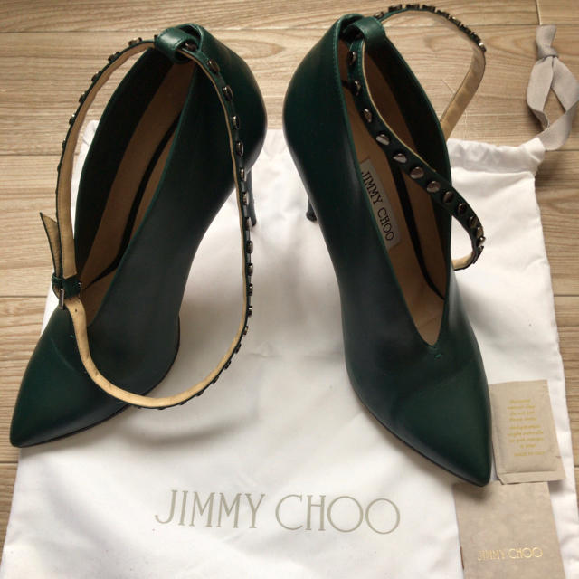 JIMMY CHOO(ジミーチュウ)のジミーチュウ  ハイヒール　サイズ39(25.5-26.0). 深緑　革製 レディースの靴/シューズ(ハイヒール/パンプス)の商品写真