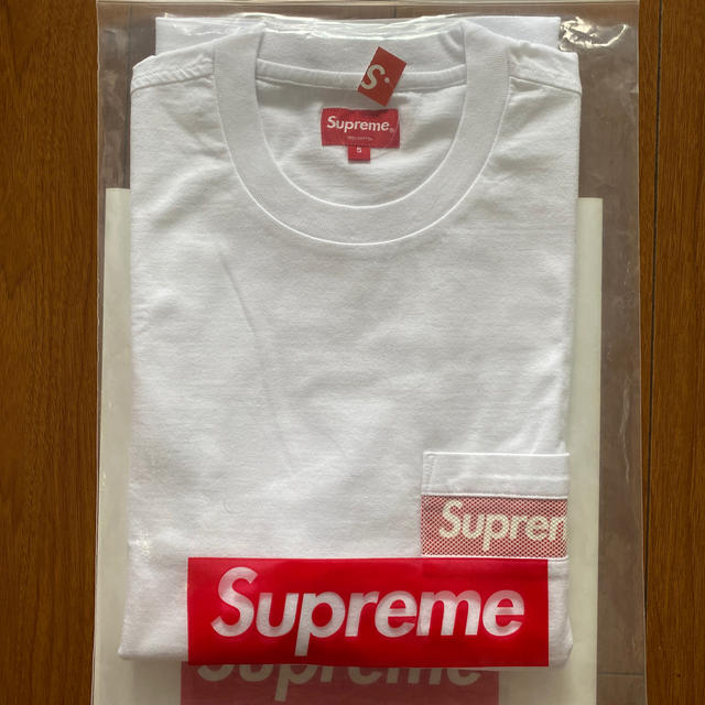 Supreme Mesh Stripe Pocket Tee White STシャツ/カットソー(半袖/袖なし)