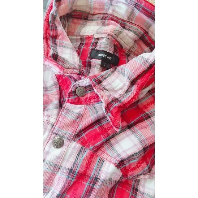 WATER BACK 半袖シャツ 赤白チェック メンズのトップス(シャツ)の商品写真