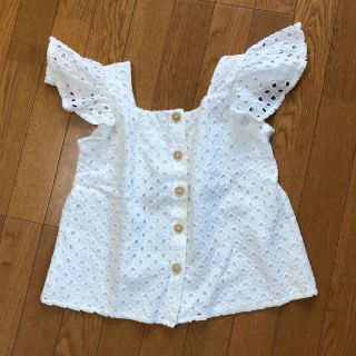 ザラキッズ(ZARA KIDS)のスイス刺繍入りシャツ  オフホワイト(ブラウス)