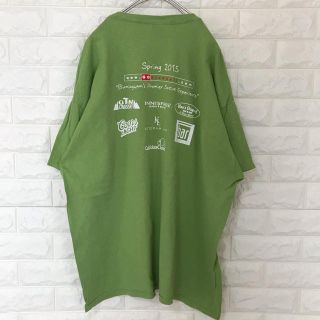 ギルタン(GILDAN)のGILDAN XLサイズ 古着 バックプリントTシャツ ライムグリーン(Tシャツ/カットソー(半袖/袖なし))