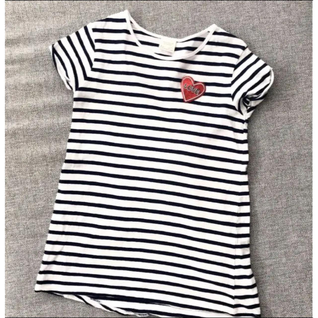 ZARA KIDS(ザラキッズ)のザラ　キッズ　Tシャツ　ハート　ボーダーTシャツ　120 キッズ/ベビー/マタニティのキッズ服女の子用(90cm~)(Tシャツ/カットソー)の商品写真