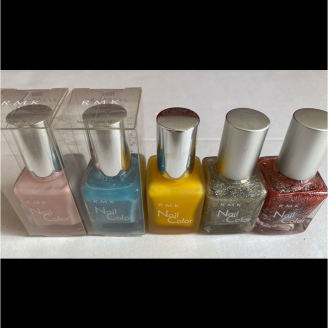 RMK ネイルカラー5本セット ルミコ マニキュア 黄色、水色、ピンク、ラメ色