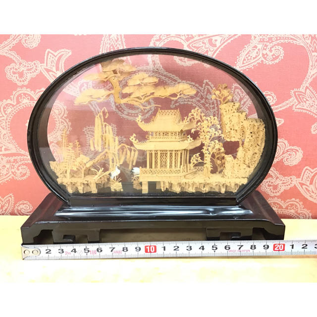 中国美術品 工芸品 精巧な彫刻 コルク細工 エンタメ/ホビーの美術品/アンティーク(彫刻/オブジェ)の商品写真