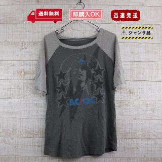 【USA古着】AC/DC ラグランTシャツ L(11-13) グレー ロック (Tシャツ/カットソー)