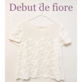 デビュードフィオレ(Debut de Fiore)のデビュードフィオレ　レース切り替えブラウス　半袖　オフホワイト　白(シャツ/ブラウス(半袖/袖なし))